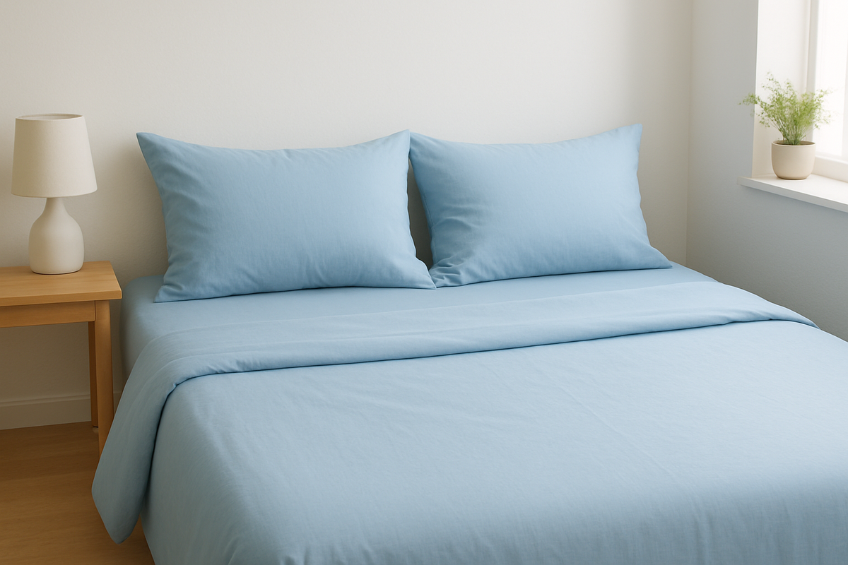Jogo de Cama Casal Algodão Azul Claro - 3 Peças